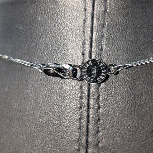 Gun Metal 'Y' Drop Blue Austrian Crystal U.S.A. Heart Chain 16" Necklace - Picture 6 of 7